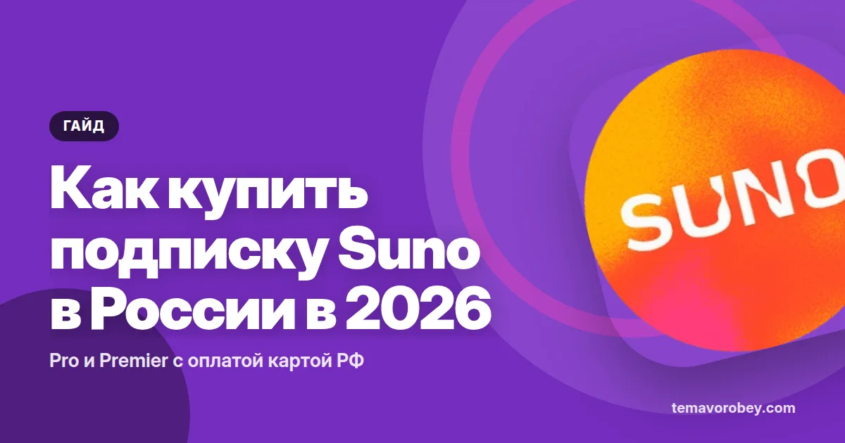 Как купить подписку Suno в России в 2026: Pro и Premier с оплатой картой РФ