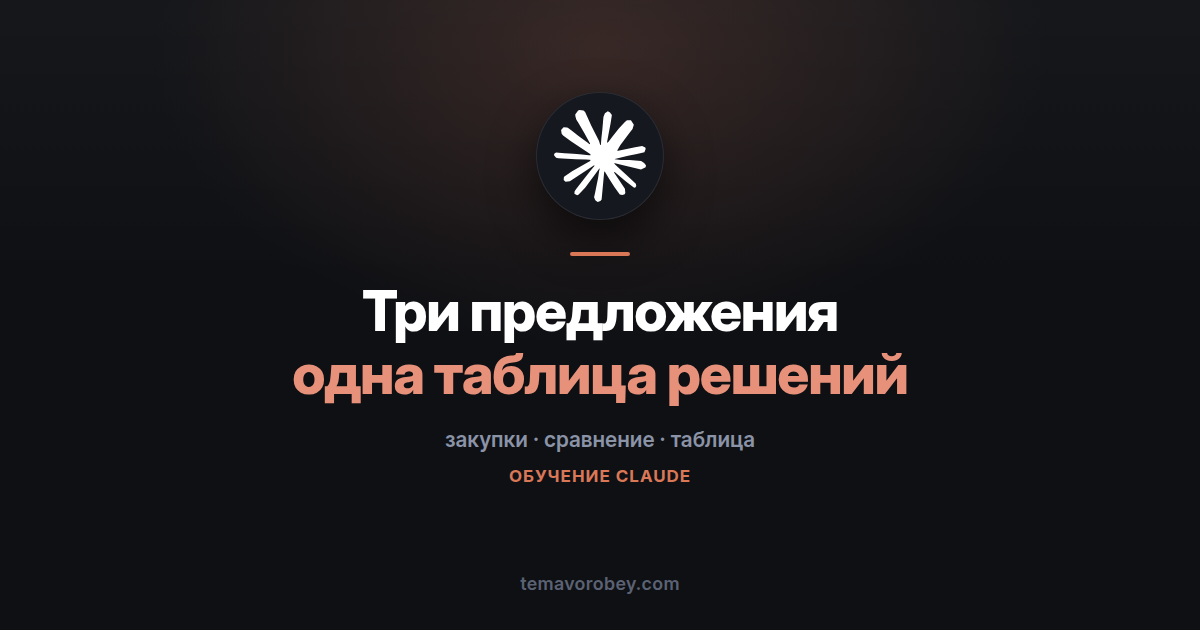 Три коммерческих предложения: сравнить и выбрать за вечер — в Claude