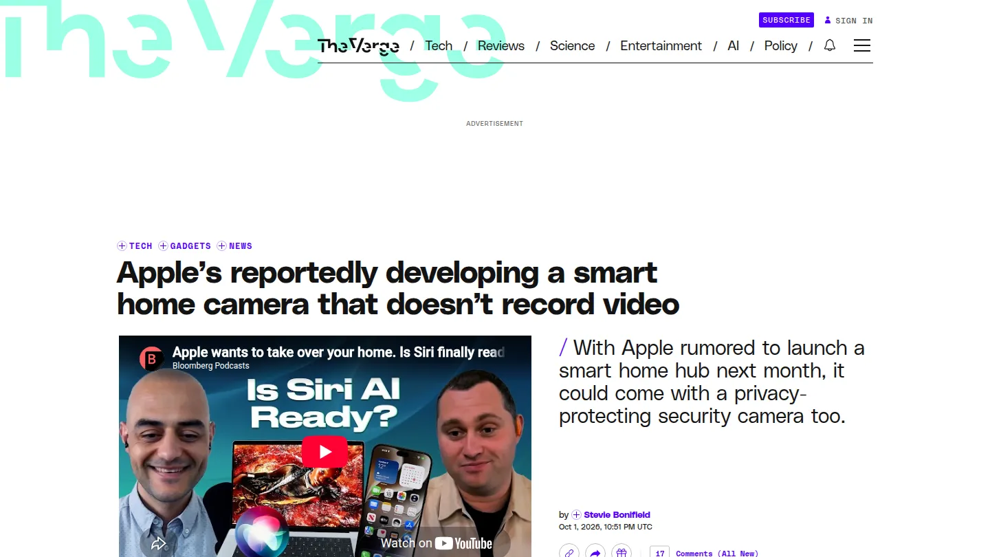 Заметка The Verge о камере Apple без записи видео