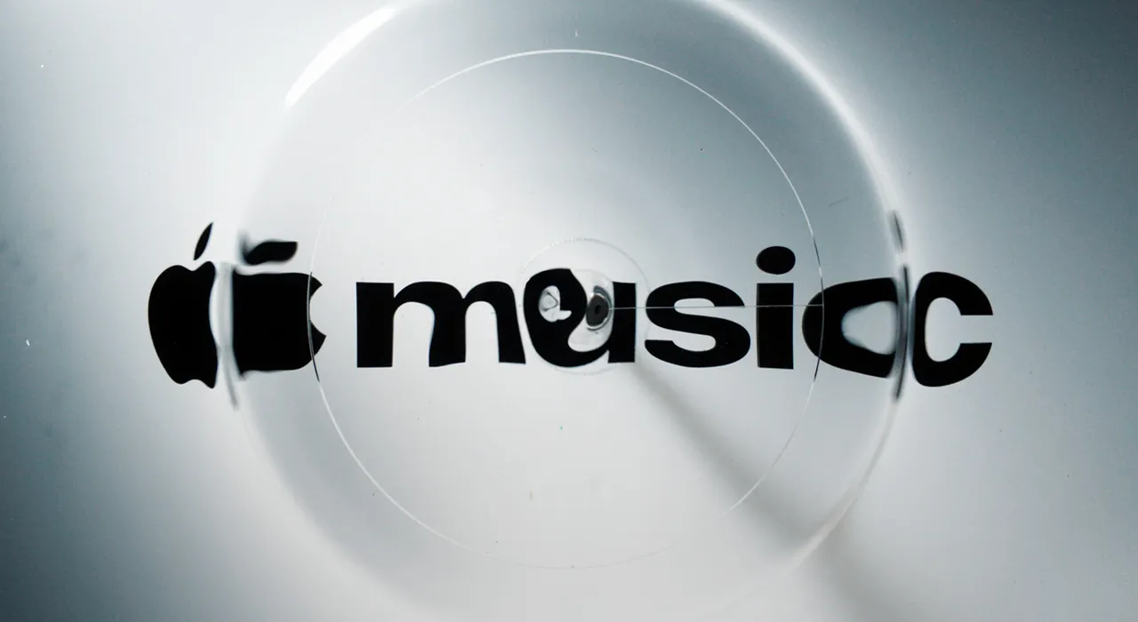 Новый логотип Apple Music, искажённый колебаниями жидкости