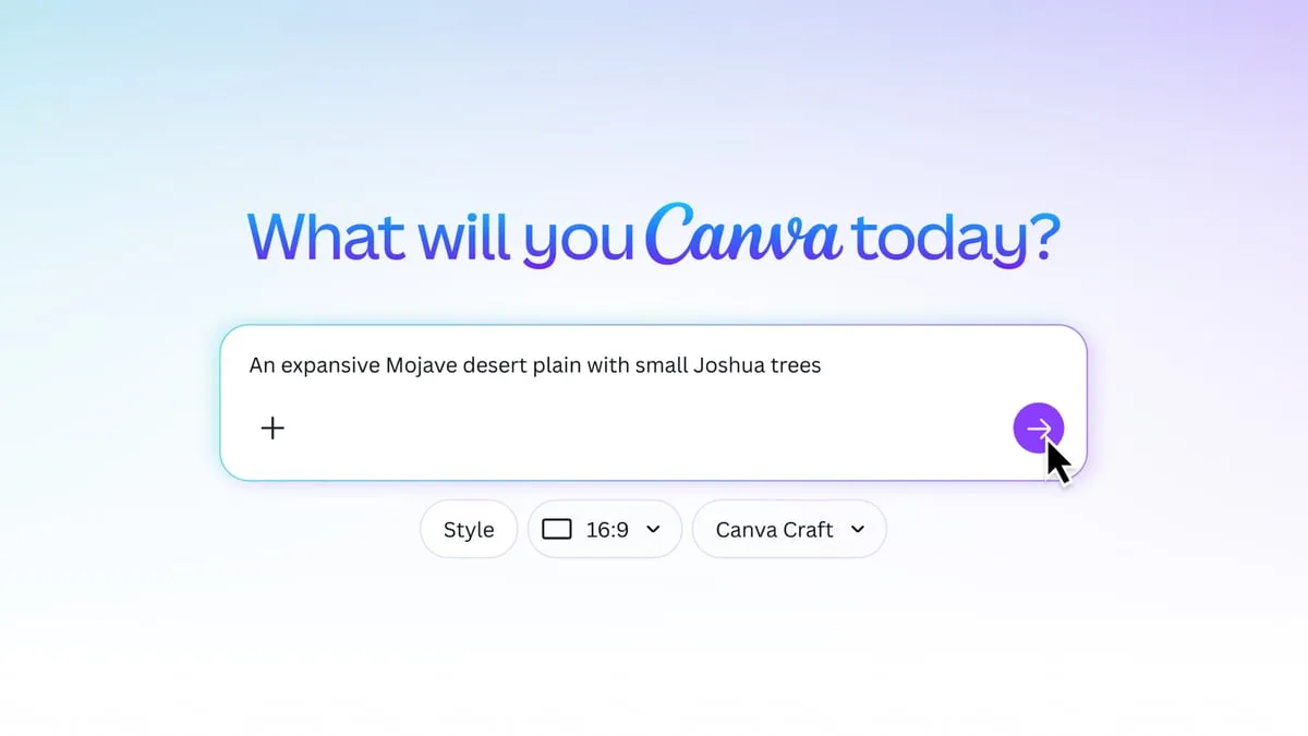 Выбор модели Canva Craft в поле запроса Dream Lab