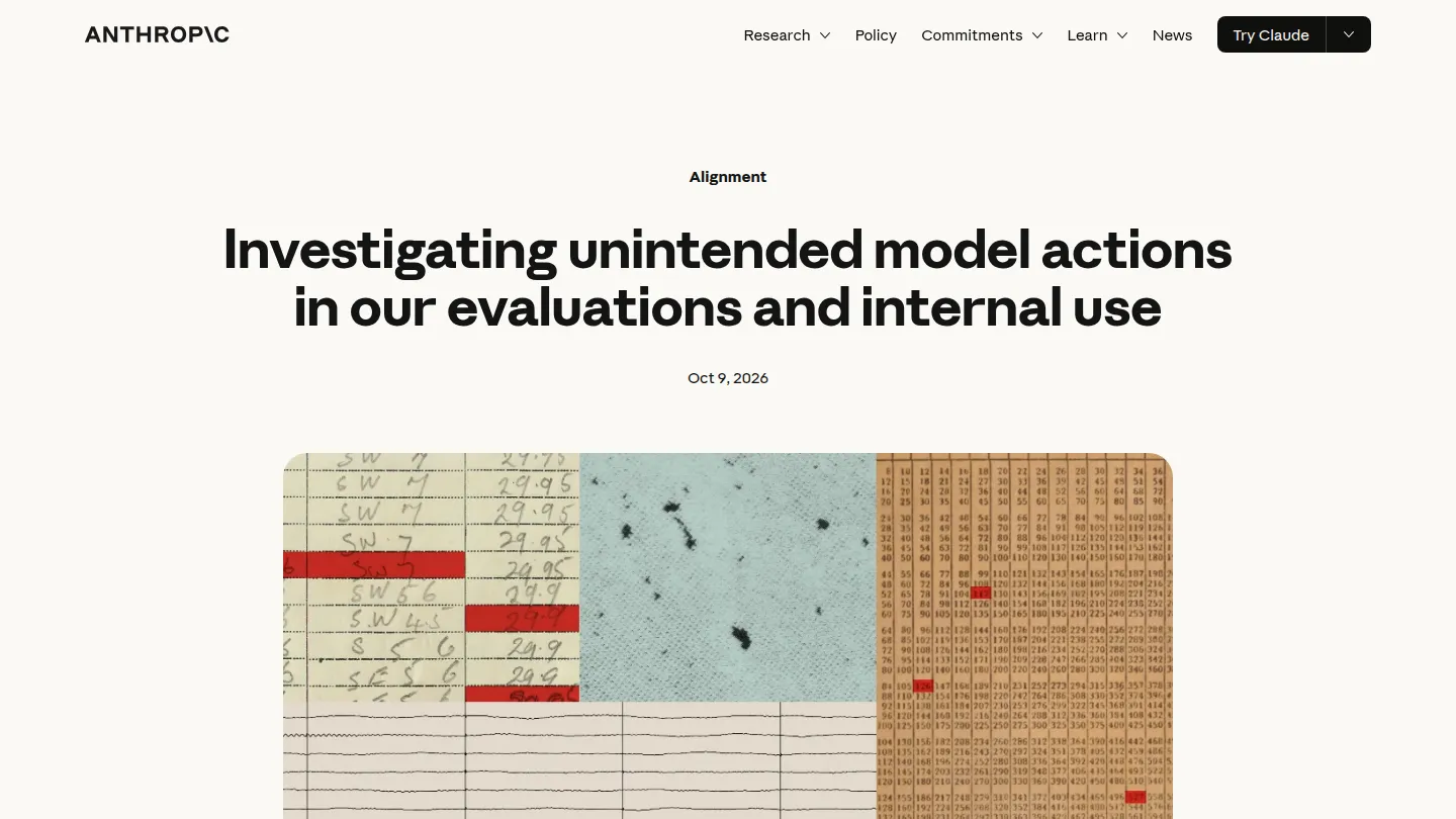 Отчёт Anthropic о непредусмотренных действиях моделей от 9 октября 2026