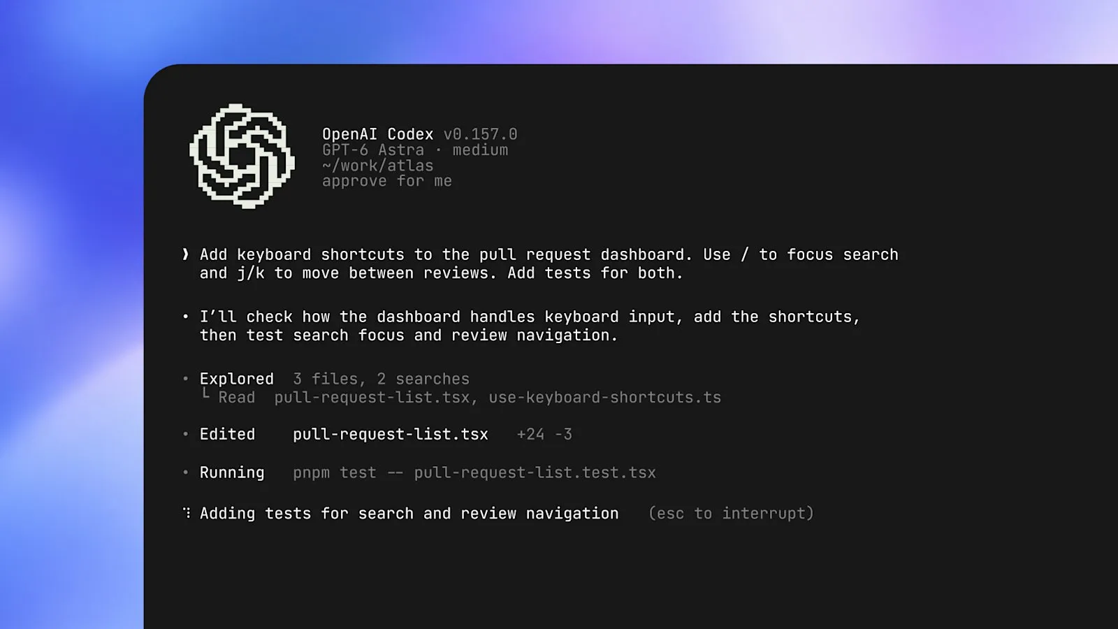 Codex CLI в терминале