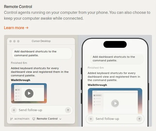 Один и тот же агент в Cursor на компьютере и в приложении на iPhone