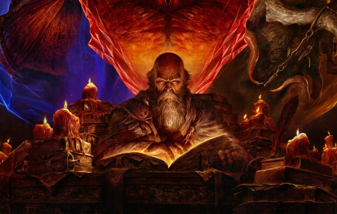 Декард Каин над книгой, арт сезона Hell's Legacy