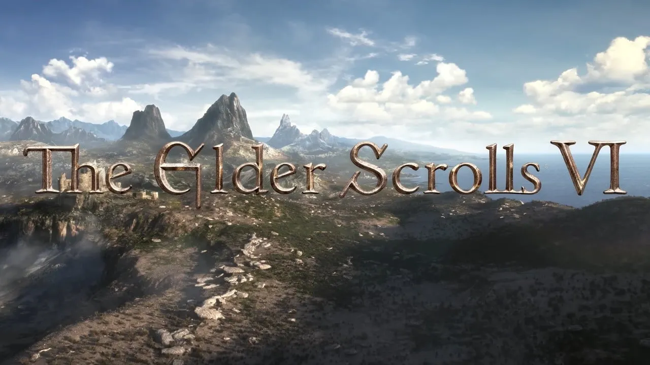 Логотип The Elder Scrolls VI на фоне гор и побережья