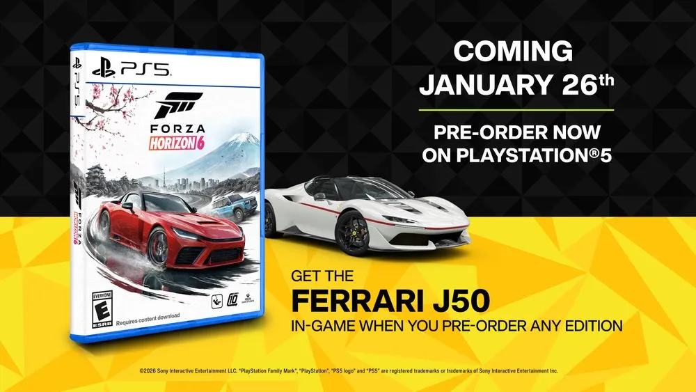 Коробка Forza Horizon 6 для PS5 и Ferrari J50 за предзаказ