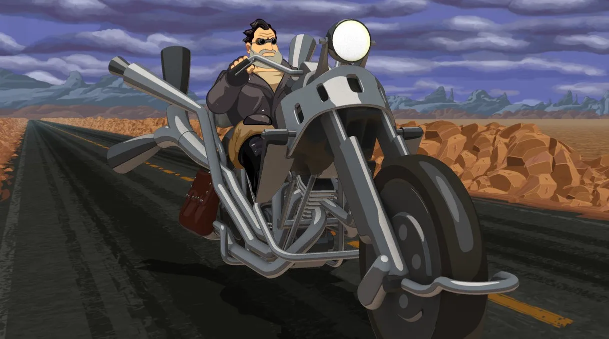 Full Throttle Remastered, герой на мотоцикле посреди пустыни