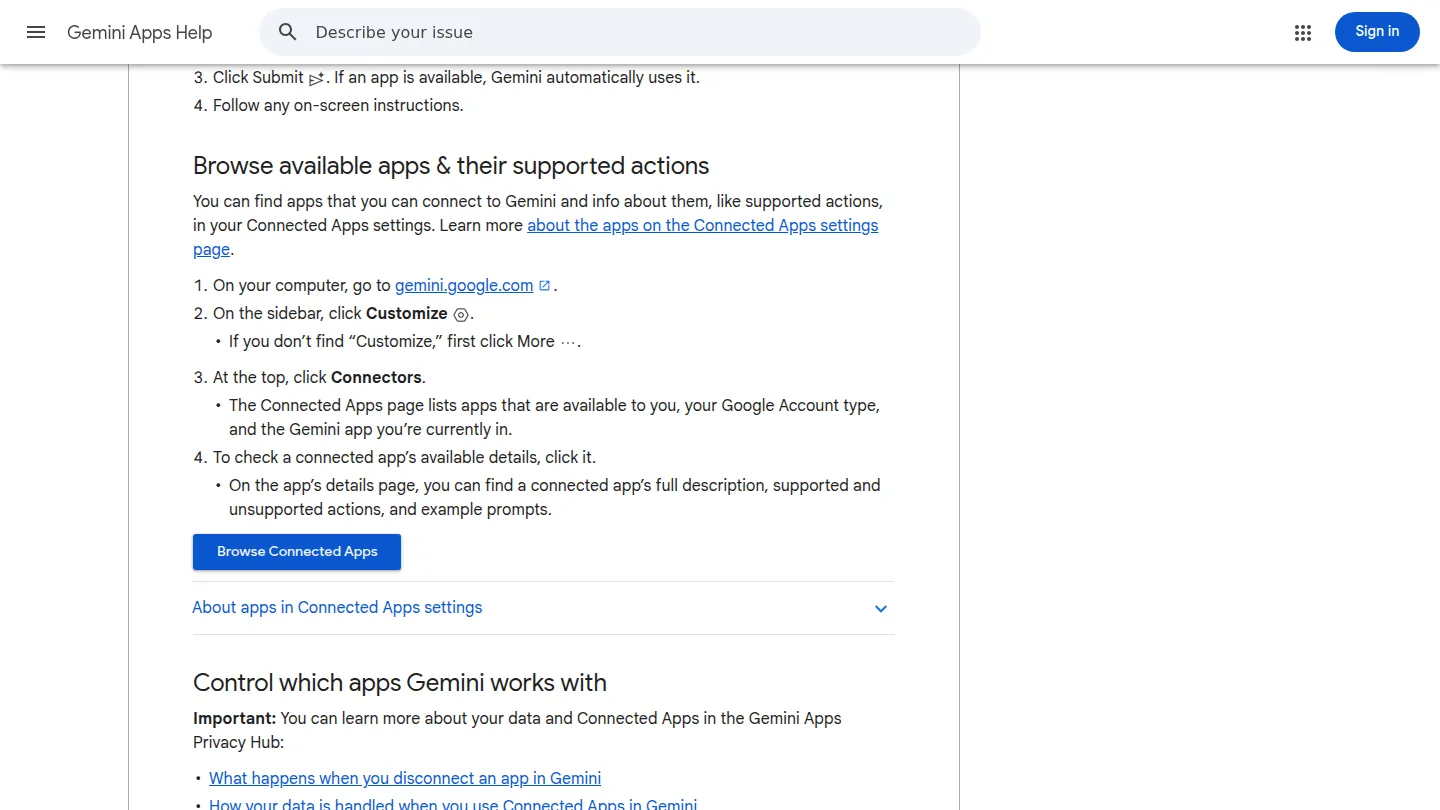 Справка Google: на боковой панели нажать Customize, затем Connectors