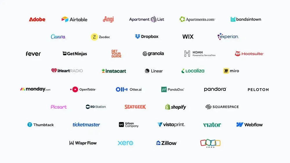 Логотипы сервисов, которые подключаются к Gemini: Adobe, Canva, Instacart, OpenTable, Shopify и другие