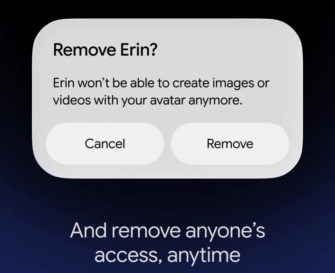Окно подтверждения Remove Erin в Gemini