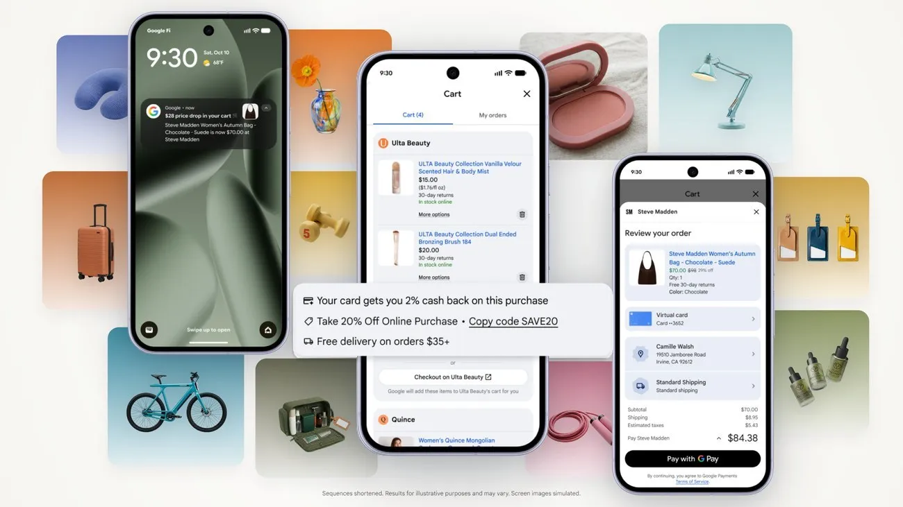 Universal Cart: уведомление о снижении цены, корзина с двумя магазинами и оплата через Google Pay