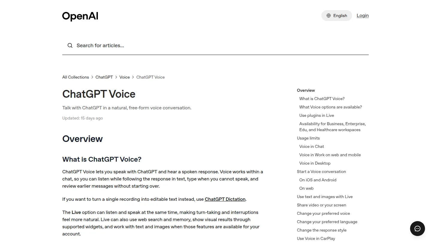 Справка OpenAI о ChatGPT Voice