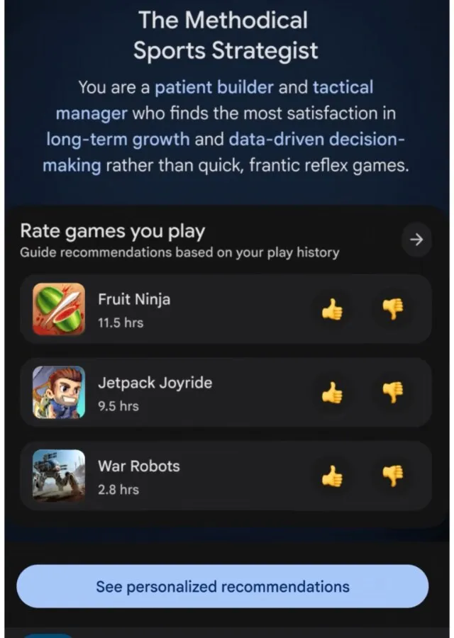 Профиль Gamer DNA в Game Finder и оценка сыгранных игр