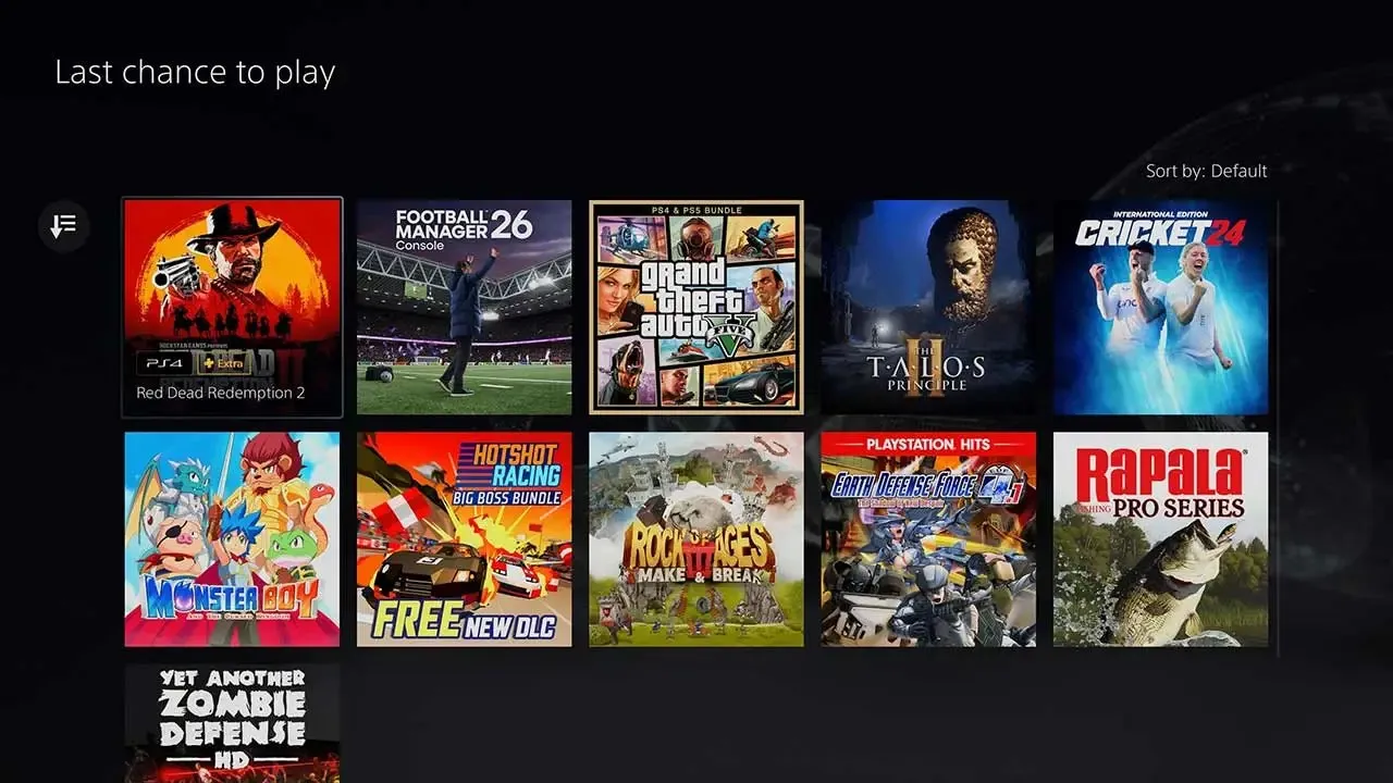 Раздел Last chance to play в PS Plus на PS5