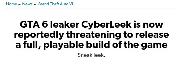 Заголовок заметки Eurogamer об угрозе CyberLeek