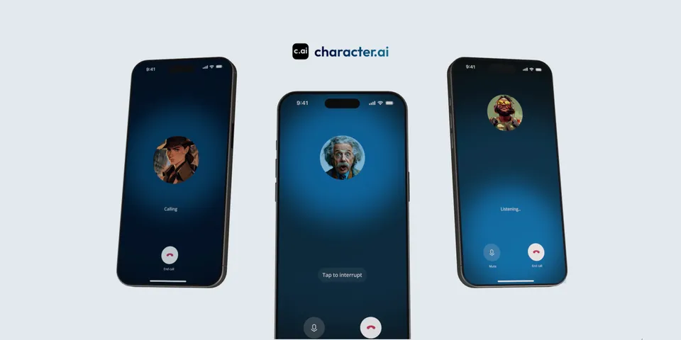 Экран звонка персонажу в приложении Character.AI