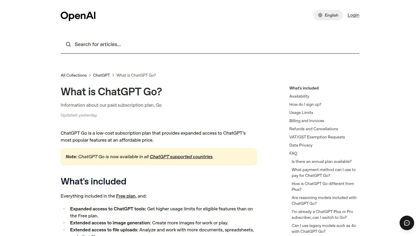 Справка OpenAI: что такое ChatGPT Go