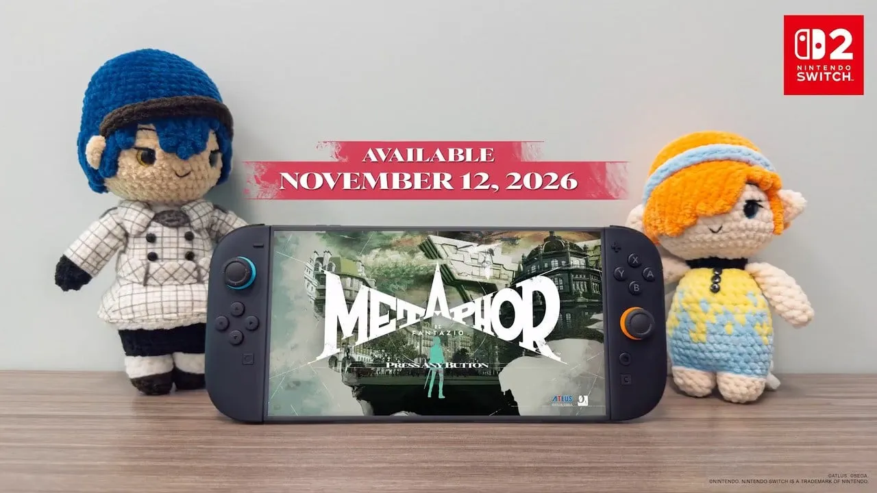 Switch 2 с заставкой Metaphor: ReFantazio и датой 12 ноября 2026