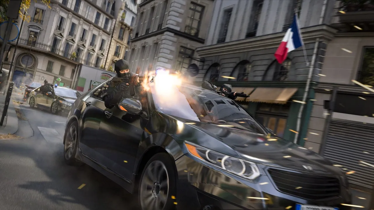 Перестрелка из машины на улице европейского города в Modern Warfare 4