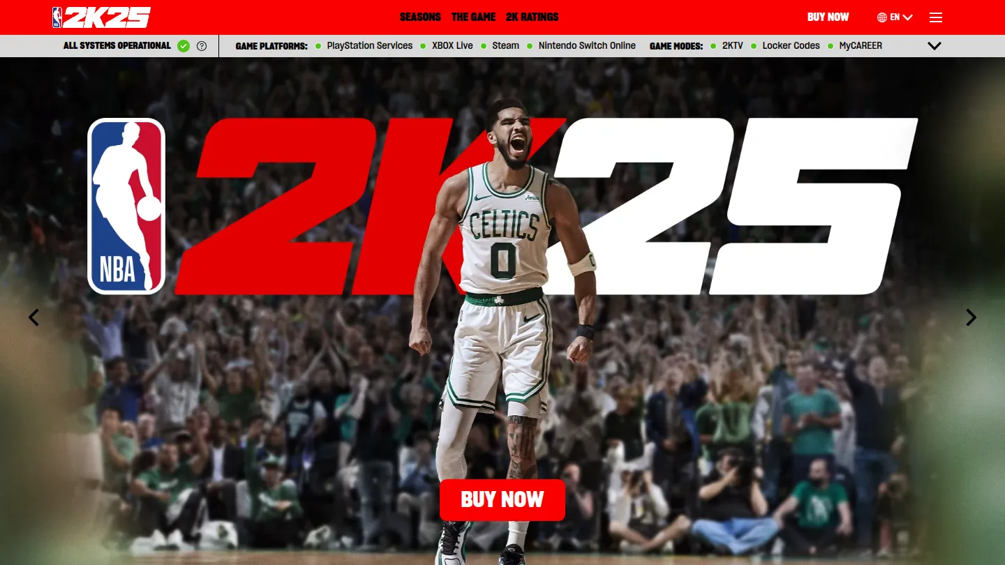 Главная страница NBA 2K25 на сайте 2K