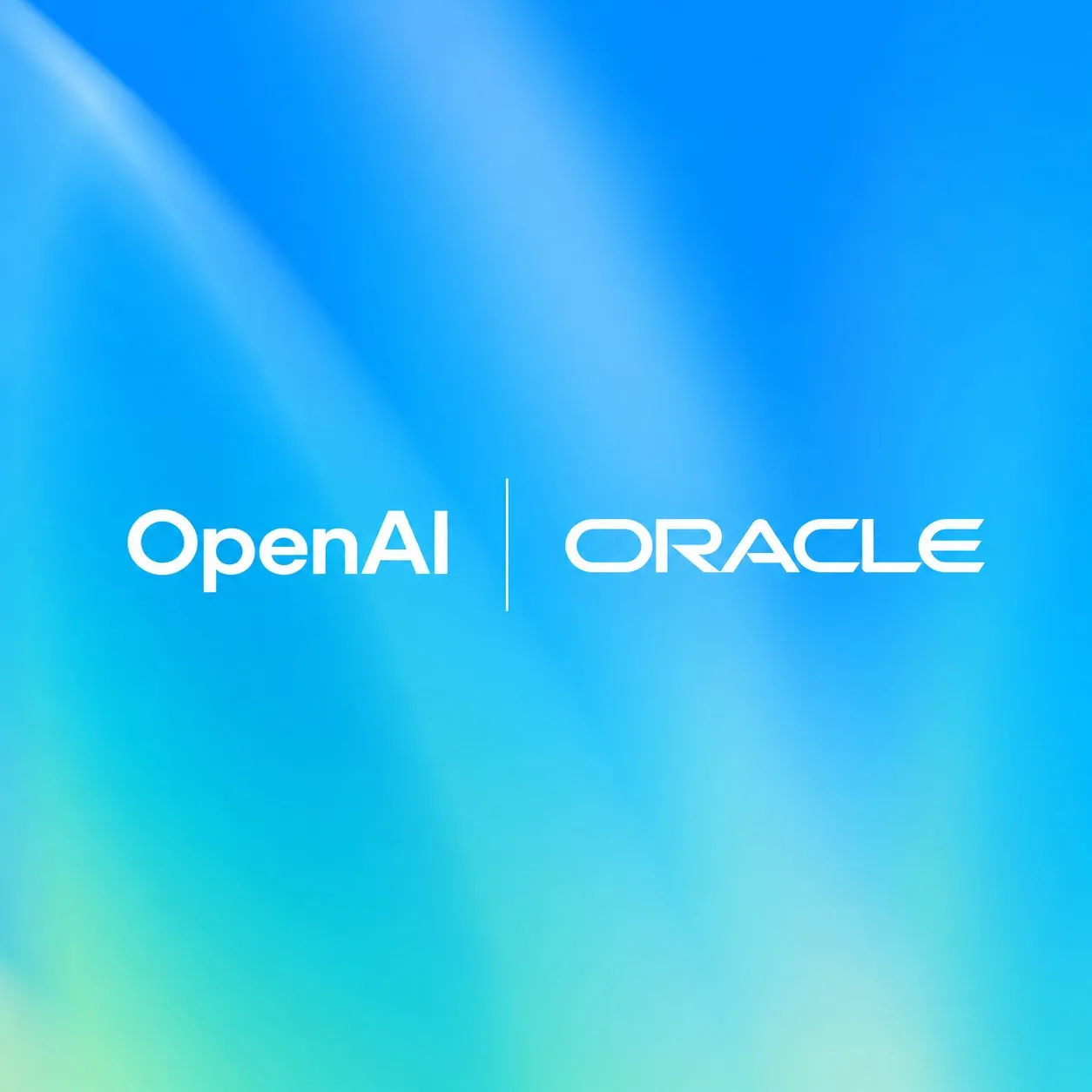 Логотипы OpenAI и Oracle на синем фоне