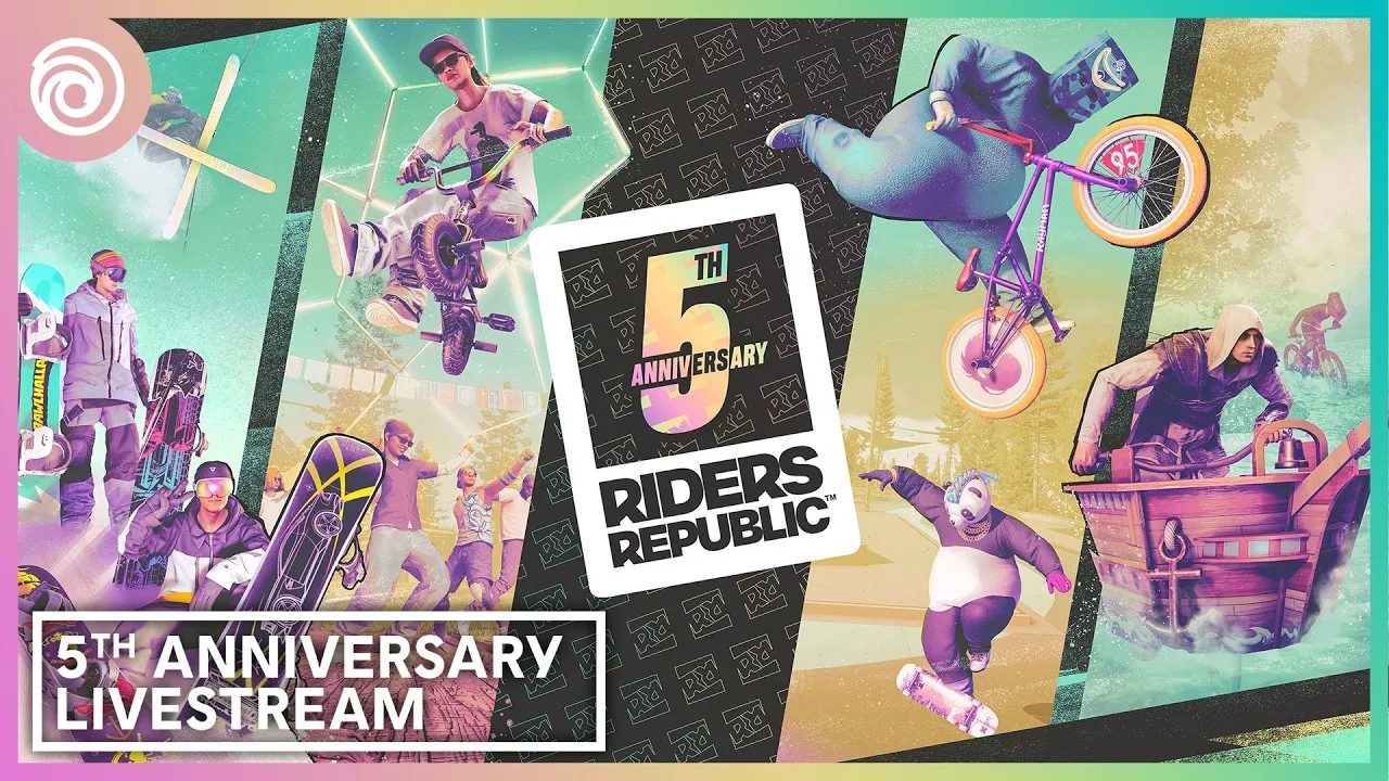 Заставка трансляции Riders Republic 5th Anniversary Livestream