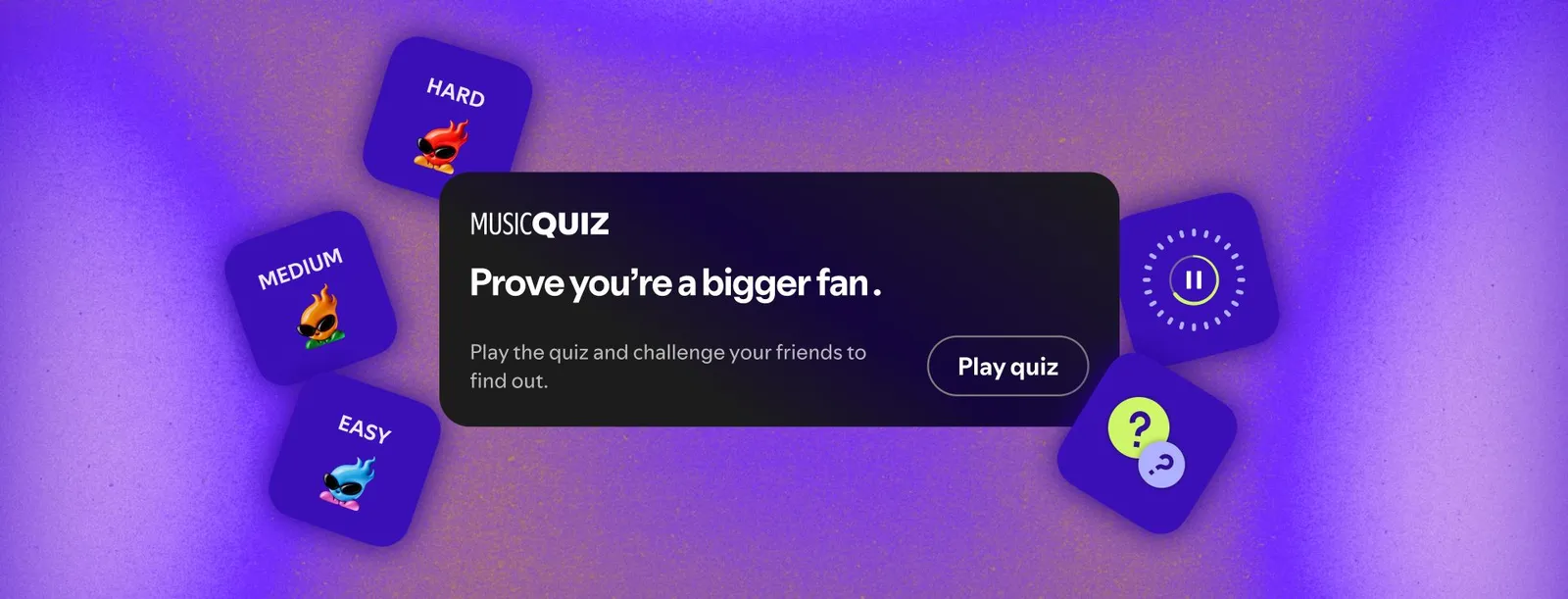 Карточка Music Quiz и три уровня сложности