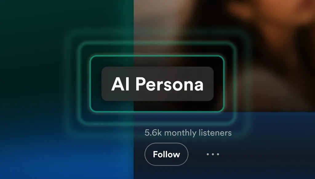 Плашка AI Persona на профиле исполнителя в Spotify