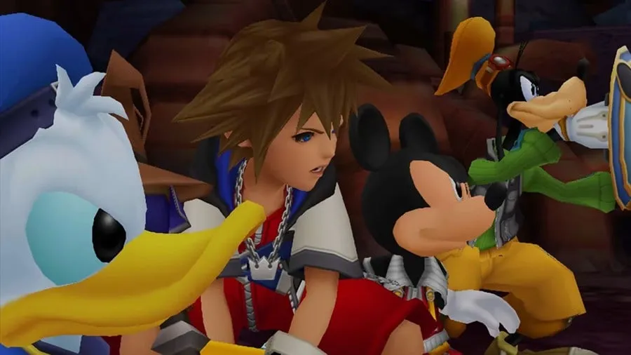 Сора, Дональд, Микки и Гуфи в Kingdom Hearts