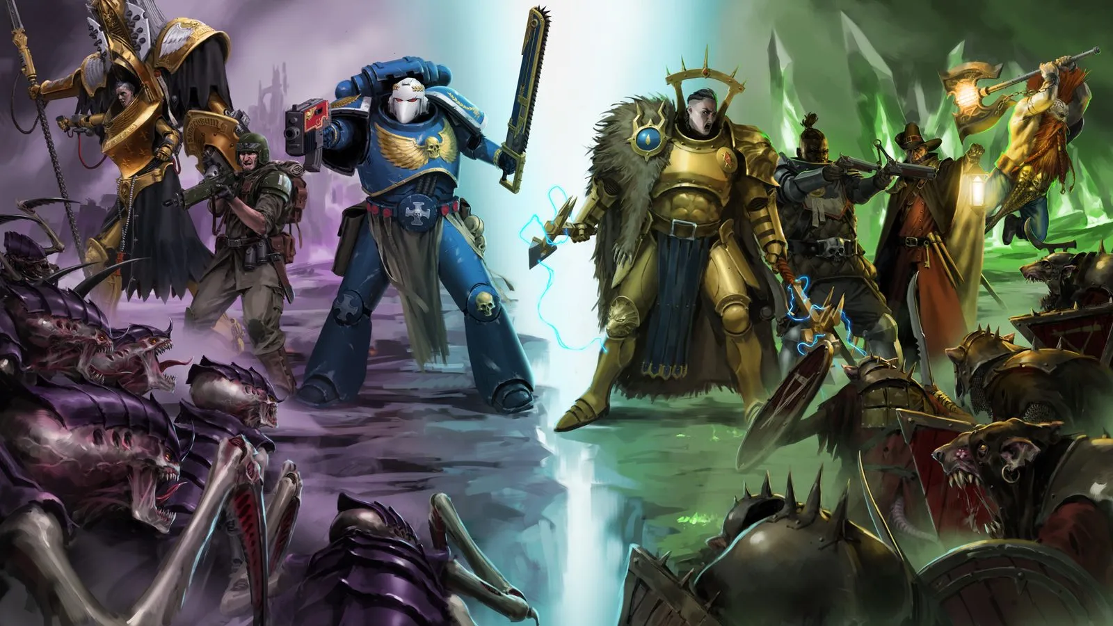 Ключевой арт Warhammer Survivors: герои Warhammer 40,000 и Age of Sigmar