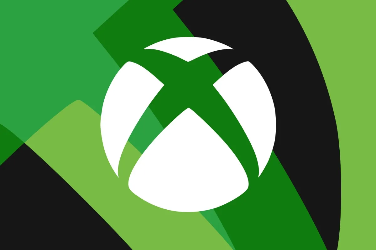 Логотип Xbox на зелёно-чёрном коллаже