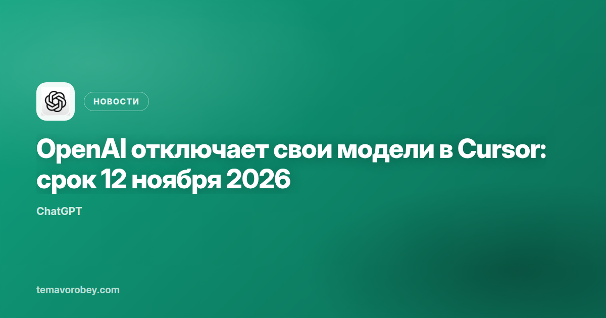OpenAI отключает свои модели в Cursor: срок 12 ноября 2026